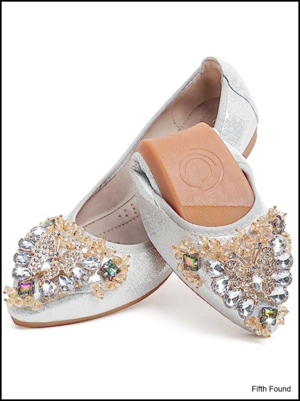 Women's Rhinestone Bow Pointed Toe Slip On Ballet Flats Wedding Comfort Shoes